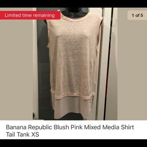 Banana republic blush mixed media shirt tail top